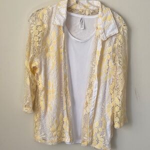 Yellow Lace Overlay Women's Top
